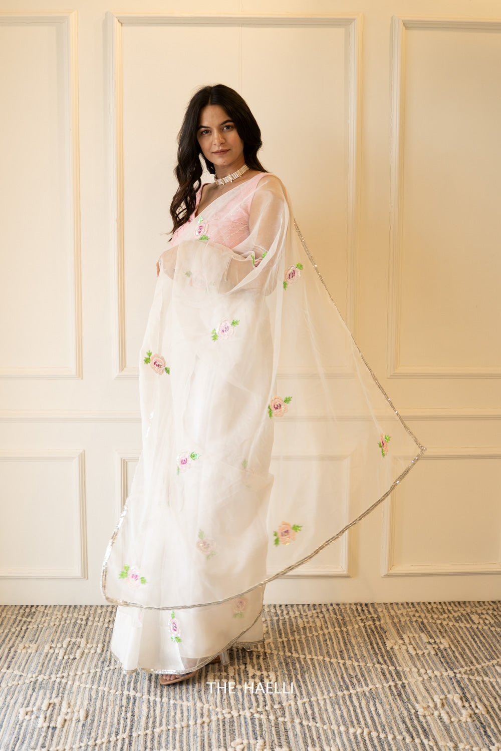 Rooh White Organza Silk Saree