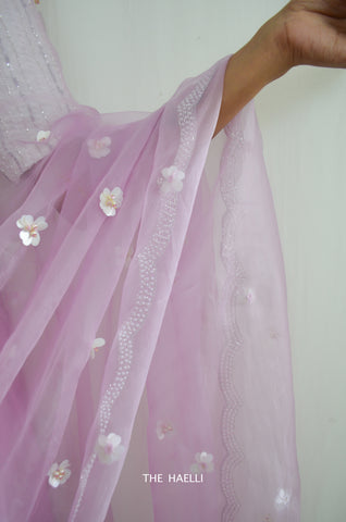 Princess Lilac Organza Silk Saree