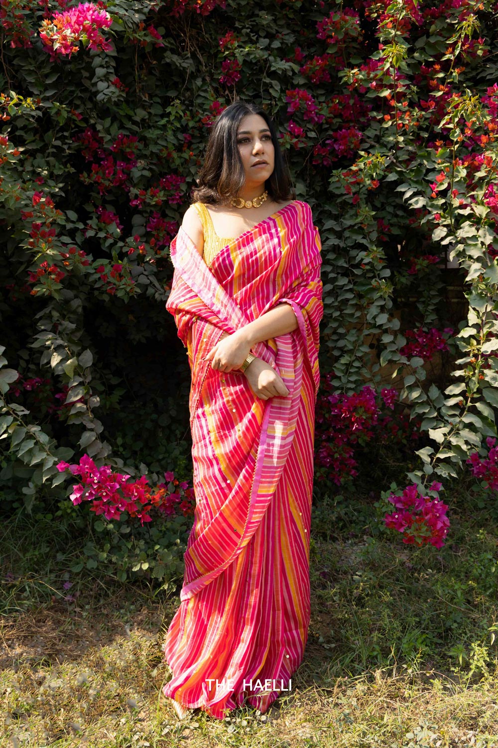 Chestnut Pink Hand-Embroidered Silk Saree