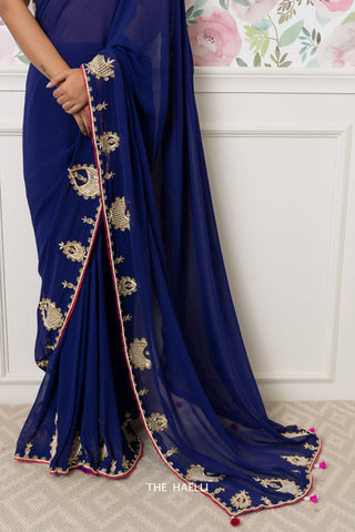 Kinari Blue Georgette Silk Saree