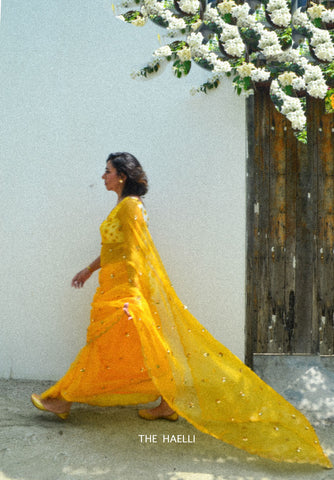 Princess Yellow Oraganza Silk Saree