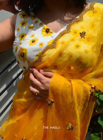 Princess Yellow Oraganza Silk Saree