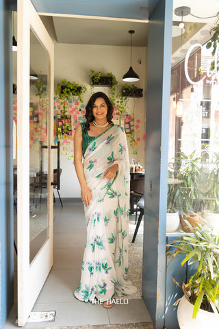 Dream Catcher White Georgette Saree