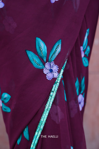 Dream Catcher Purple Georgette Saree