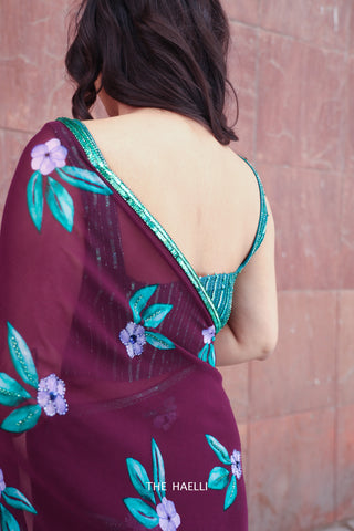 Dream Catcher Purple Georgette Saree