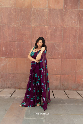 Dream Catcher Purple Georgette Saree