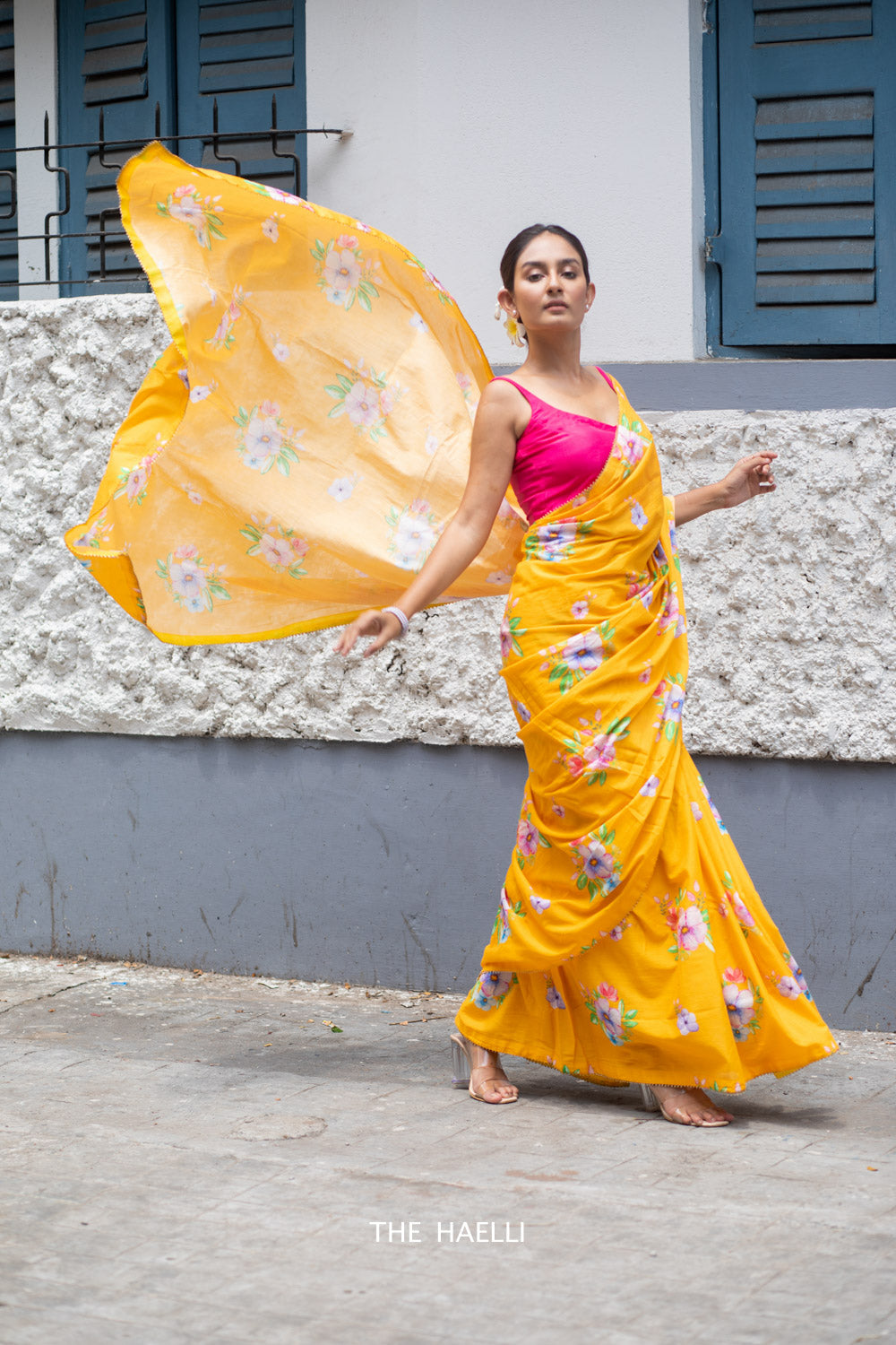 Bageecha Cotton Yellow Saree