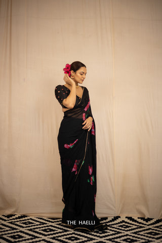 Kali Black Georgette Saree