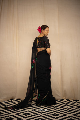 Kali Black Georgette Saree