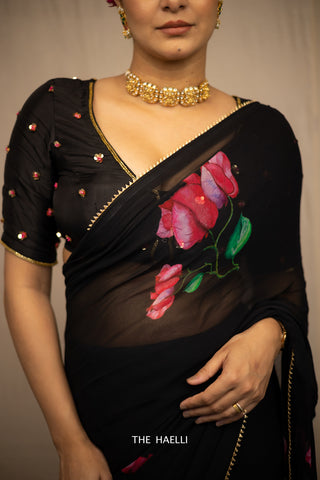 Kali Black Georgette Saree