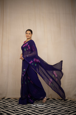 Kali Purple Georgette Saree