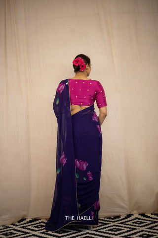 Kali Purple Georgette Saree