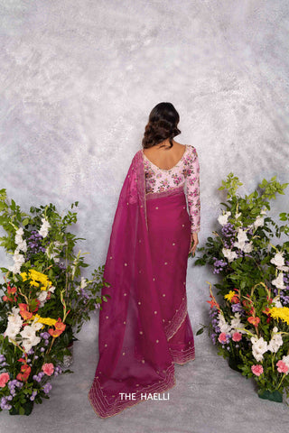 Morni Magenta Organza Silk Saree