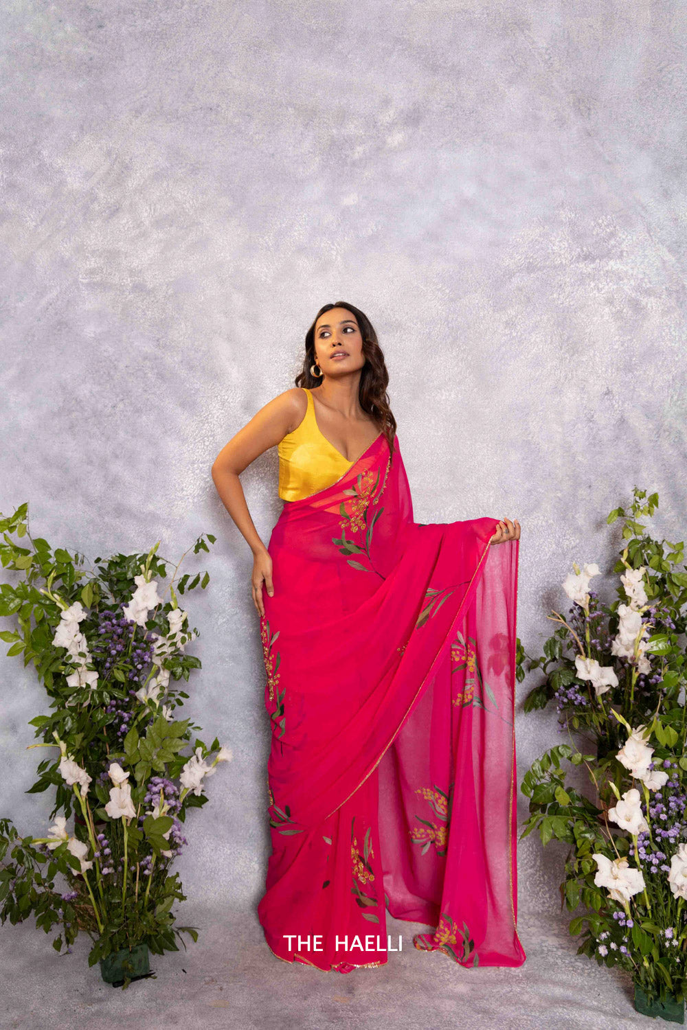 Sufi Pink Georgette Silk Saree