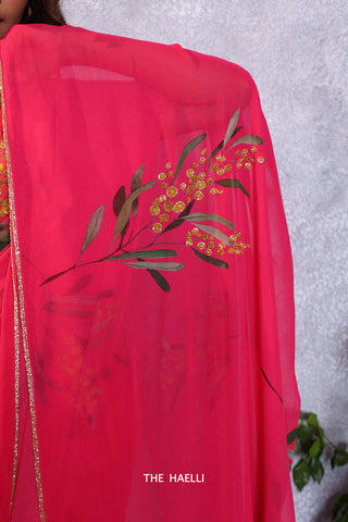 Sufi Pink Georgette Silk Saree