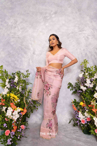 Tara Pink Organza Silk Saree