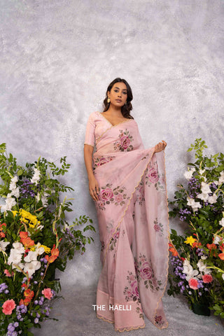 Tara Pink Organza Silk Saree