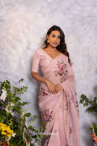 Tara Pink Organza Silk Saree