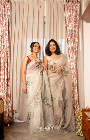 Sufi Beige Organza Silk Saree