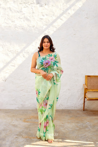 Barkha Mint Organza Silk Saree