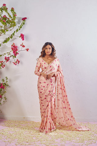 Nadia Blush Satin Silk Saree