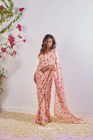 Nadia Blush Satin Silk Saree