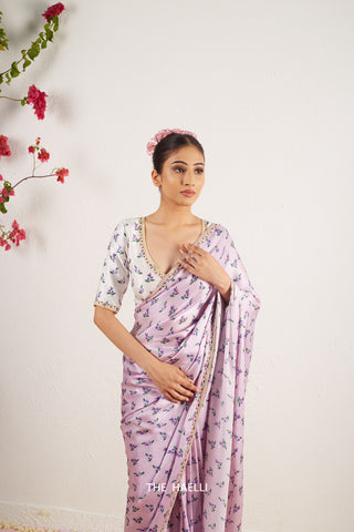 Roma Lilac Satin Silk Saree