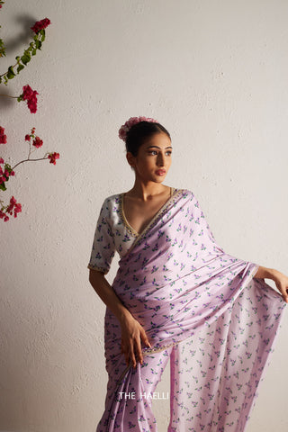 Roma Lilac Satin Silk Saree