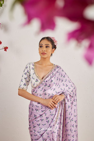 Roma Lilac Satin Silk Saree