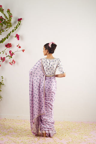 Roma Lilac Satin Silk Saree