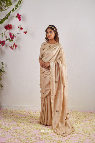 Pari Beige Tussar Silk Saree