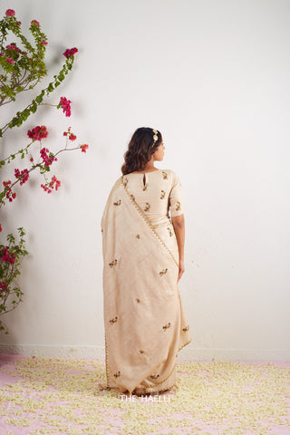 Pari Beige Tussar Silk Saree