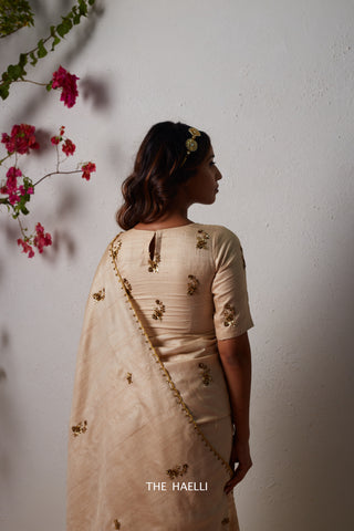 Pari Beige Tussar Silk Saree