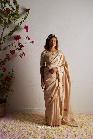 Pari Beige Tussar Silk Saree