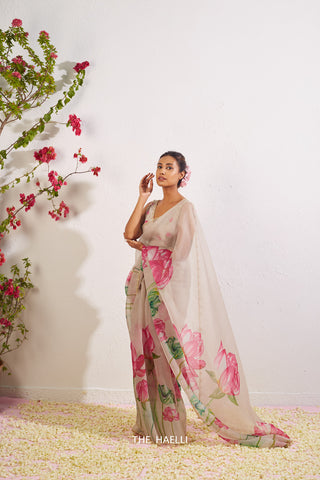 Kumud Goose Organza Silk Saree