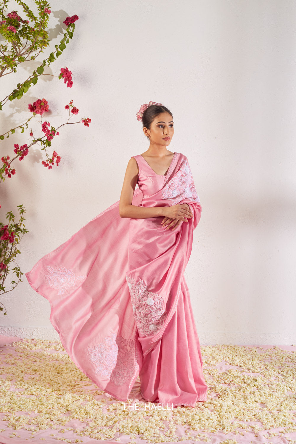 Geet Pink Tussar Silk Saree