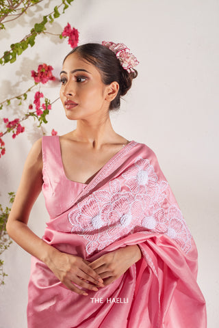 Geet Pink Tussar Silk Saree