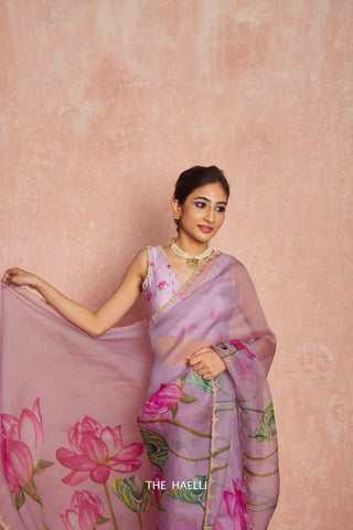 Kumud Mauve Organza Silk Saree