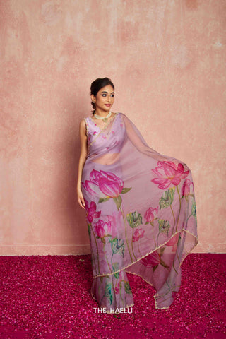 Kumud Mauve Organza Silk Saree