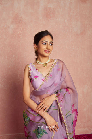 Kumud Mauve Organza Silk Saree