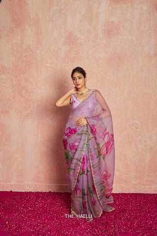 Kumud Mauve Organza Silk Saree