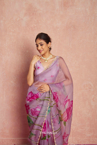 Kumud Mauve Organza Silk Saree