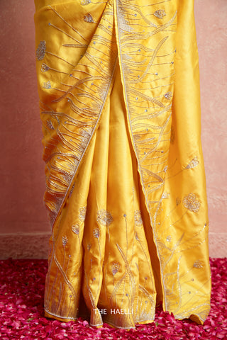 Leela Yellow Tussar Silk Saree