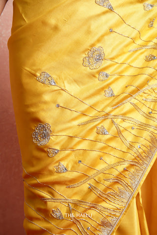 Leela Yellow Tussar Silk Saree