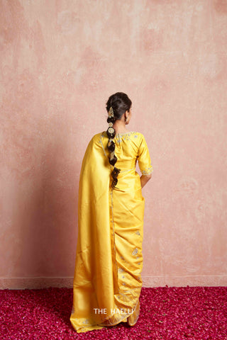 Leela Yellow Tussar Silk Saree