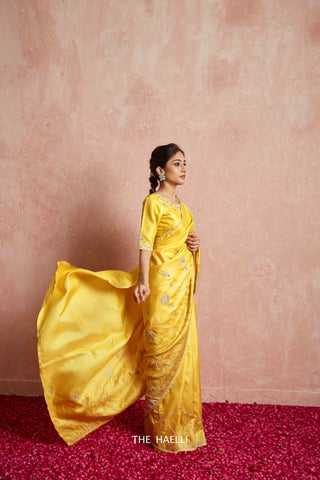 Leela Yellow Tussar Silk Saree