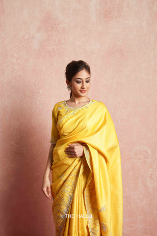 Leela Yellow Tussar Silk Saree