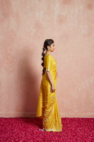 Leela Yellow Tussar Silk Saree