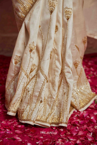 Leela Off White Tussar Silk Saree