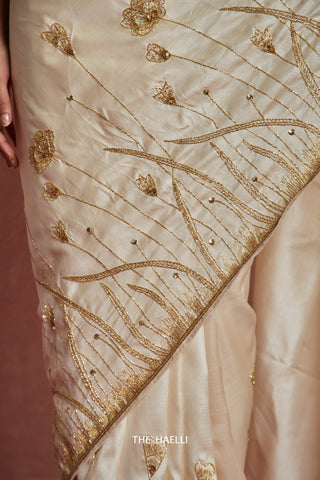 Leela Off White Tussar Silk Saree